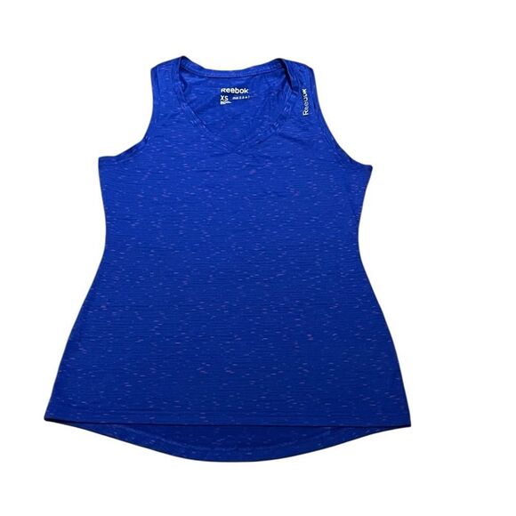 Reebok Women’s Vibrant Blue and Pink Patterned V-neck Tank Top, Size XS - Picture 1 of 6